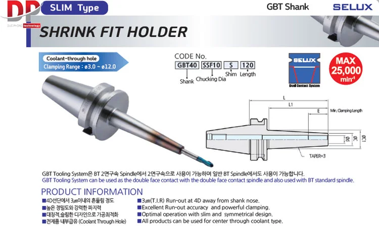 Bầu kẹp nhiệt GBT Selux  SHRINK FIT HOLDER (SLIM Type)